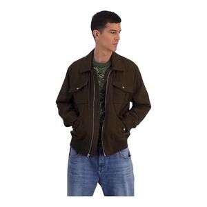 Mode of One Men Multi Pocket Bomber Jacket Zip Cotton Insulated Dark Walnut XL